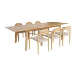 SWEEEK Table de jardin extensible bois d'acacia + 6 assises en résine couleur naturel Palena + Cerina