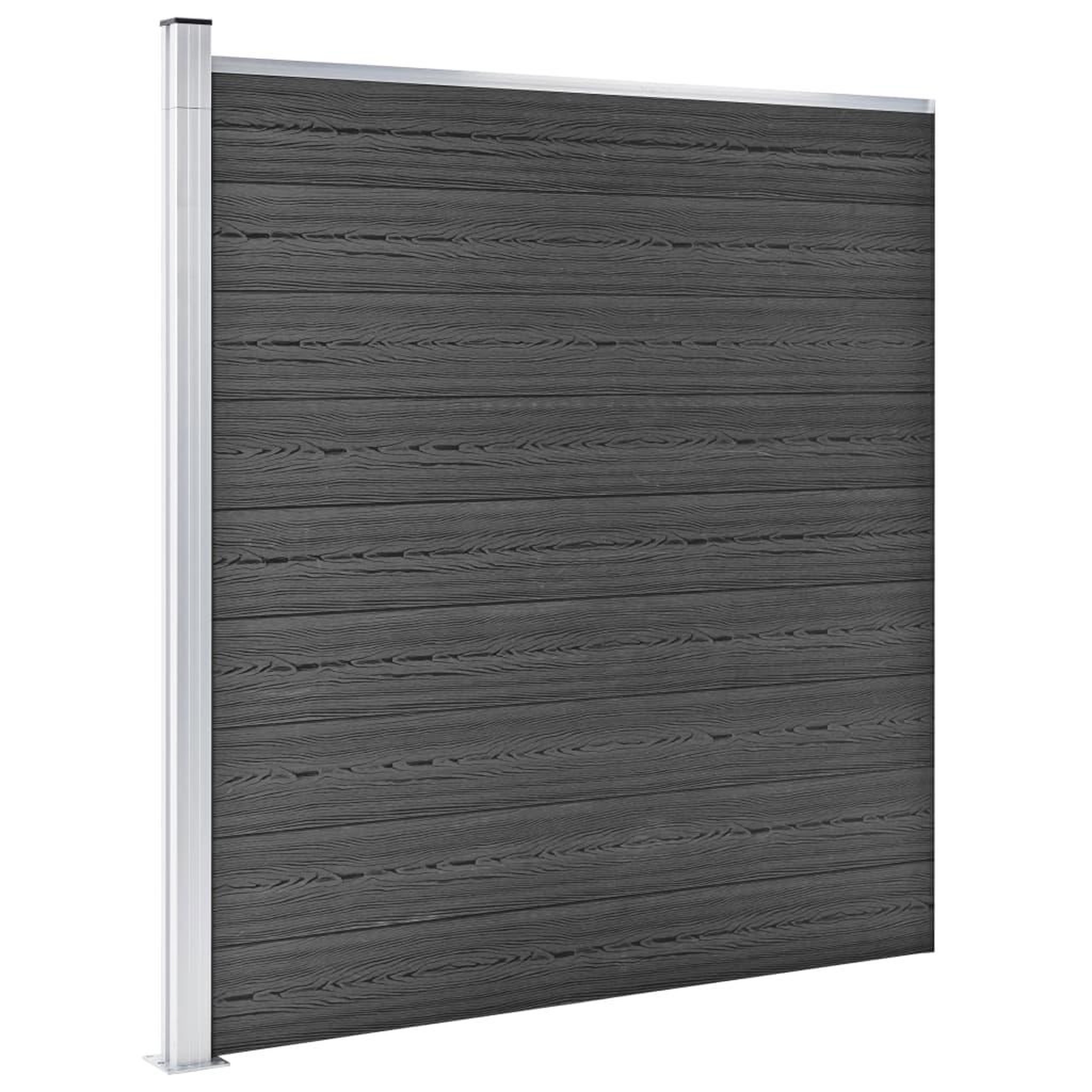 Voir la diapositive 4 : VIDAXL Ensemble de panneau de cloture WPC 1657x(105-186) cm Noir