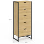 Voir la diapositive 5 : ID MARKET Chiffonnier 5 tiroirs DETROIT 45 cm commode semainier design industriel