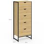 Voir la diapositive 5 : ID MARKET Chiffonnier 5 tiroirs DETROIT 45 cm commode semainier design industriel