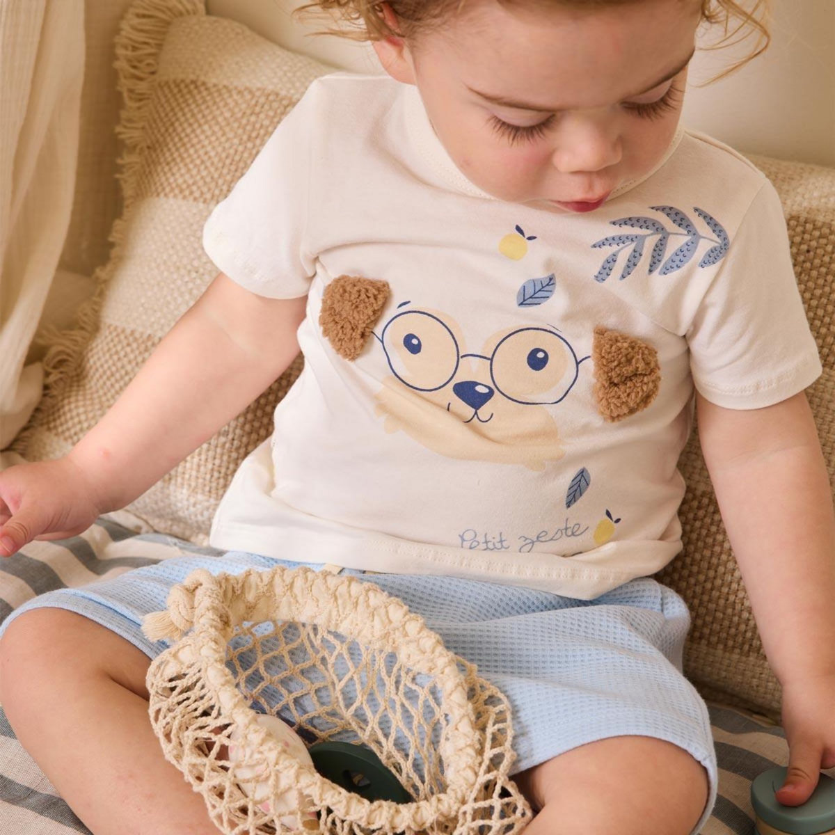 Petit Béguin Ensemble bébé t-shirt et short Zeste d'amour