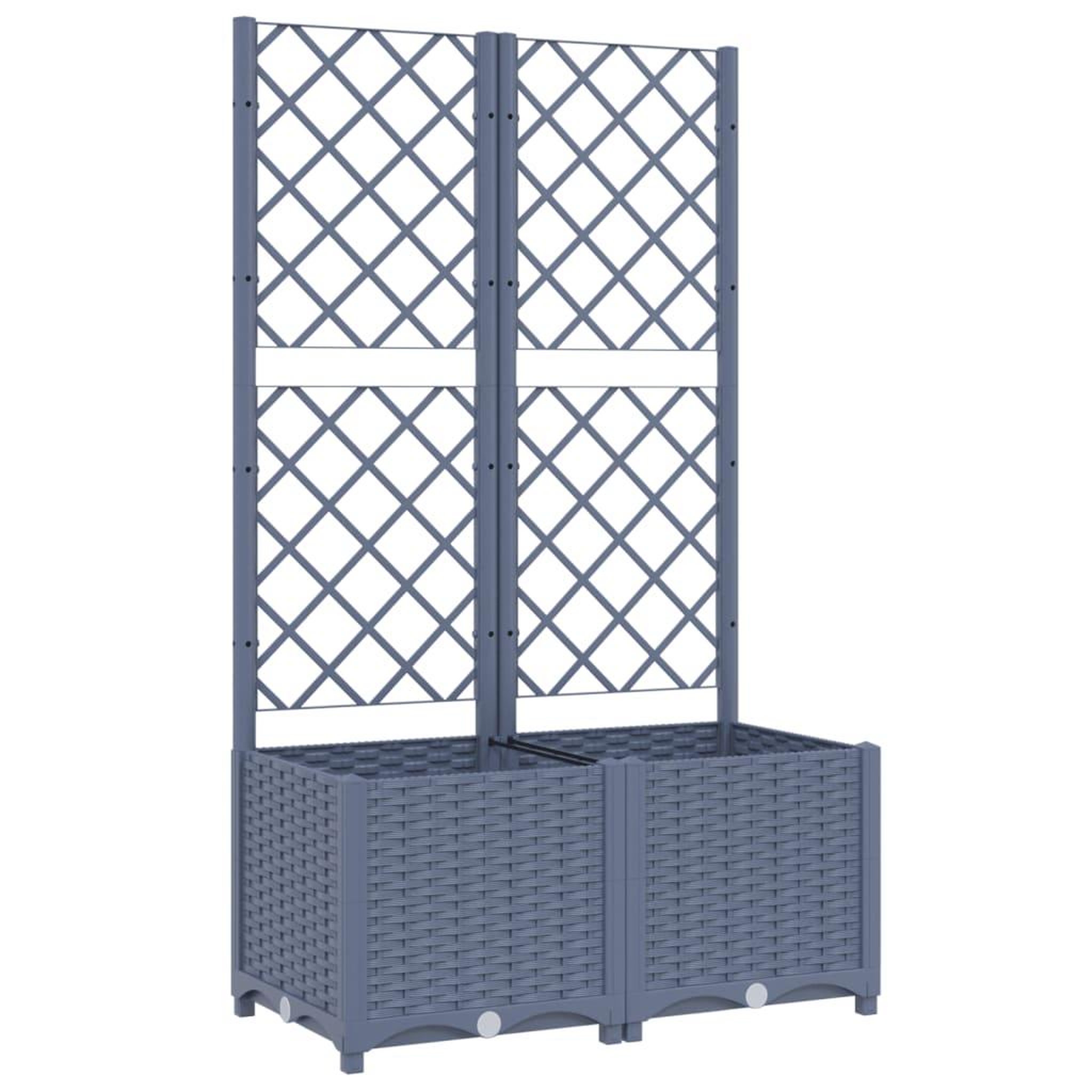 Voir la diapositive 2 : VIDAXL Jardiniere avec treillis bleu gris 80x40x136 cm PP