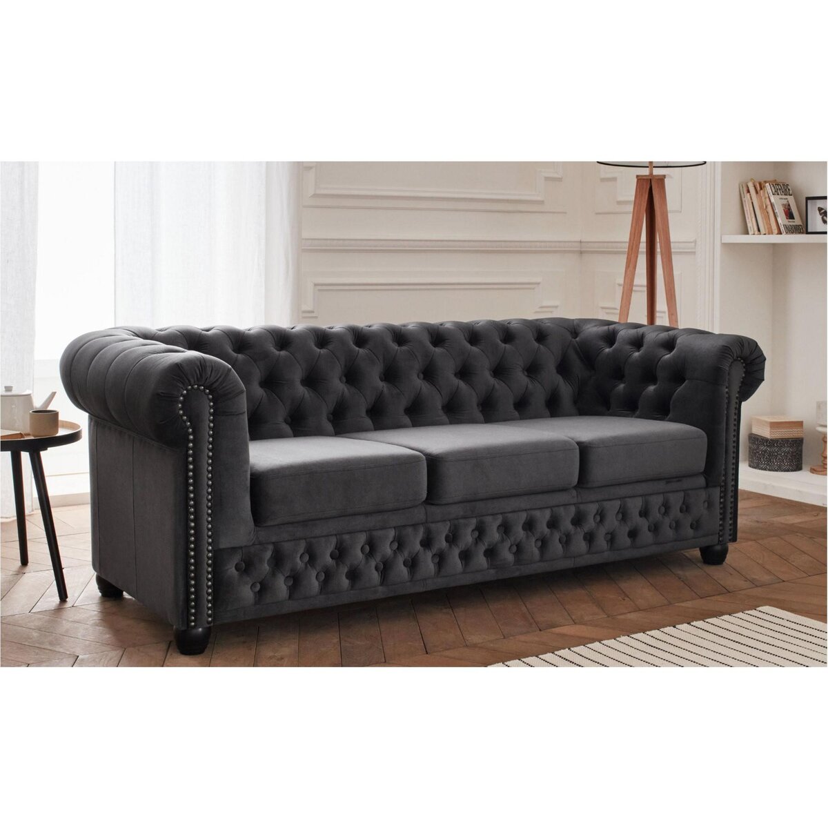 LISA DESIGN William - canapé chesterfield - 3 places - en velours