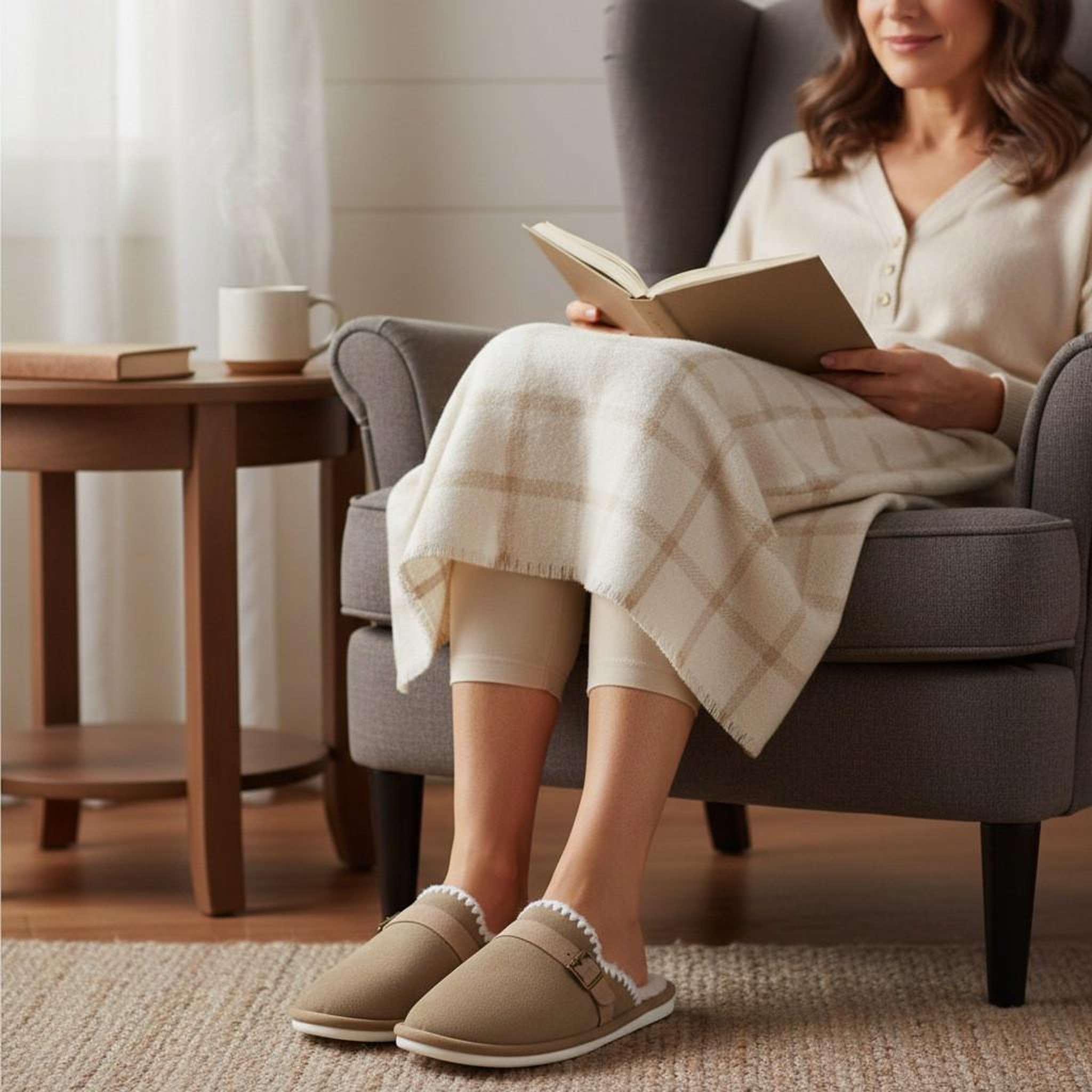 Voir la diapositive 6 : OZABI OZABI Mules Femme, Aspect Daim, Broderie Scandinave, Doublure Fourrure