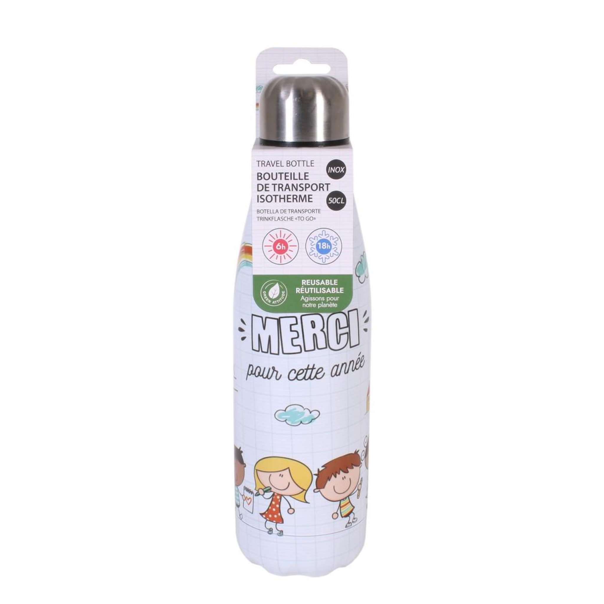 Voir la diapositive 2 : The concept Factory Bouteille Isotherme  Merci  50cl Blanc