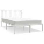 VIDAXL Cadre de lit metal sans matelas et tete de lit blanc 120x190 cm