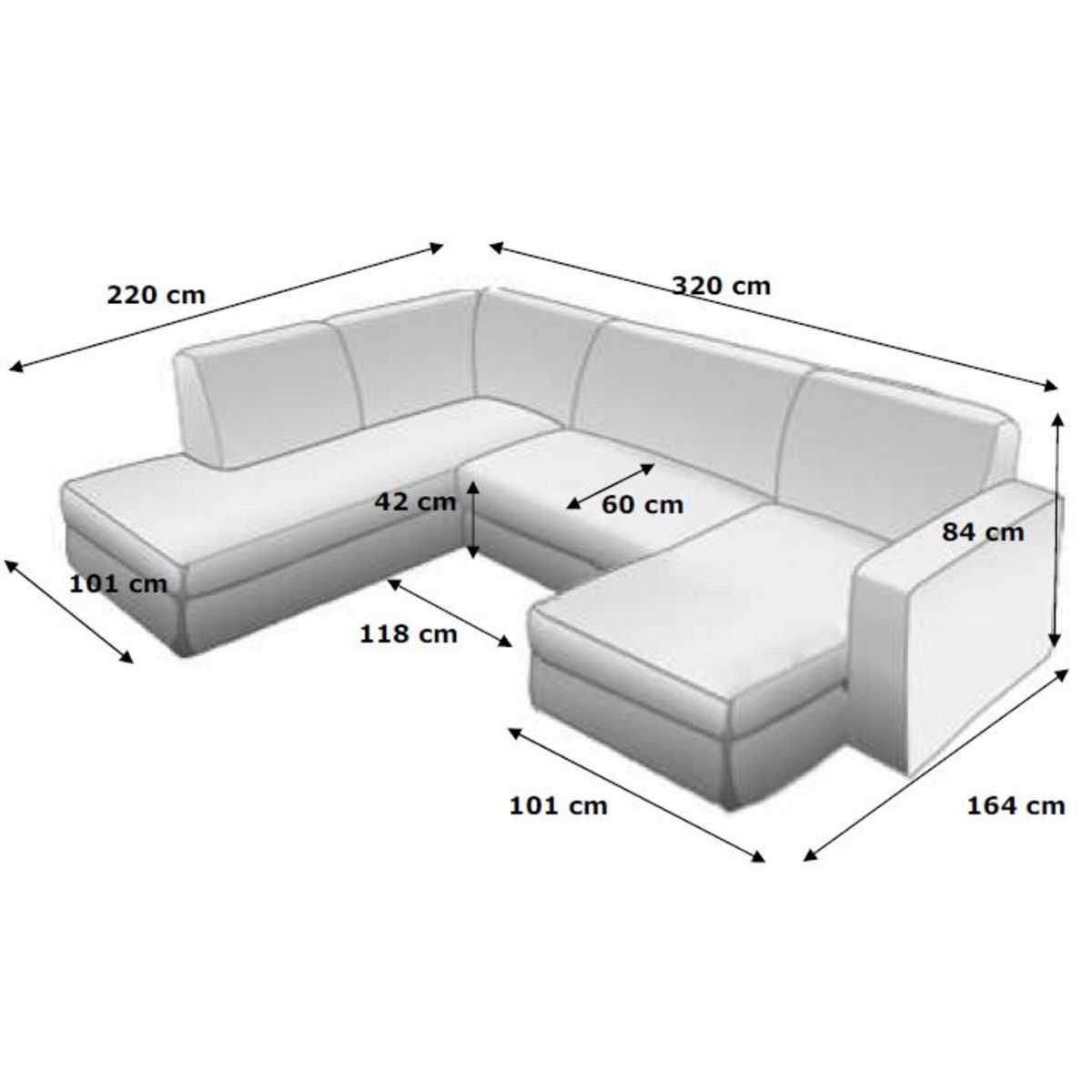 Canapé d'angle droit convertible panoramique 5 places tissu simili avec coffre MAGNUS