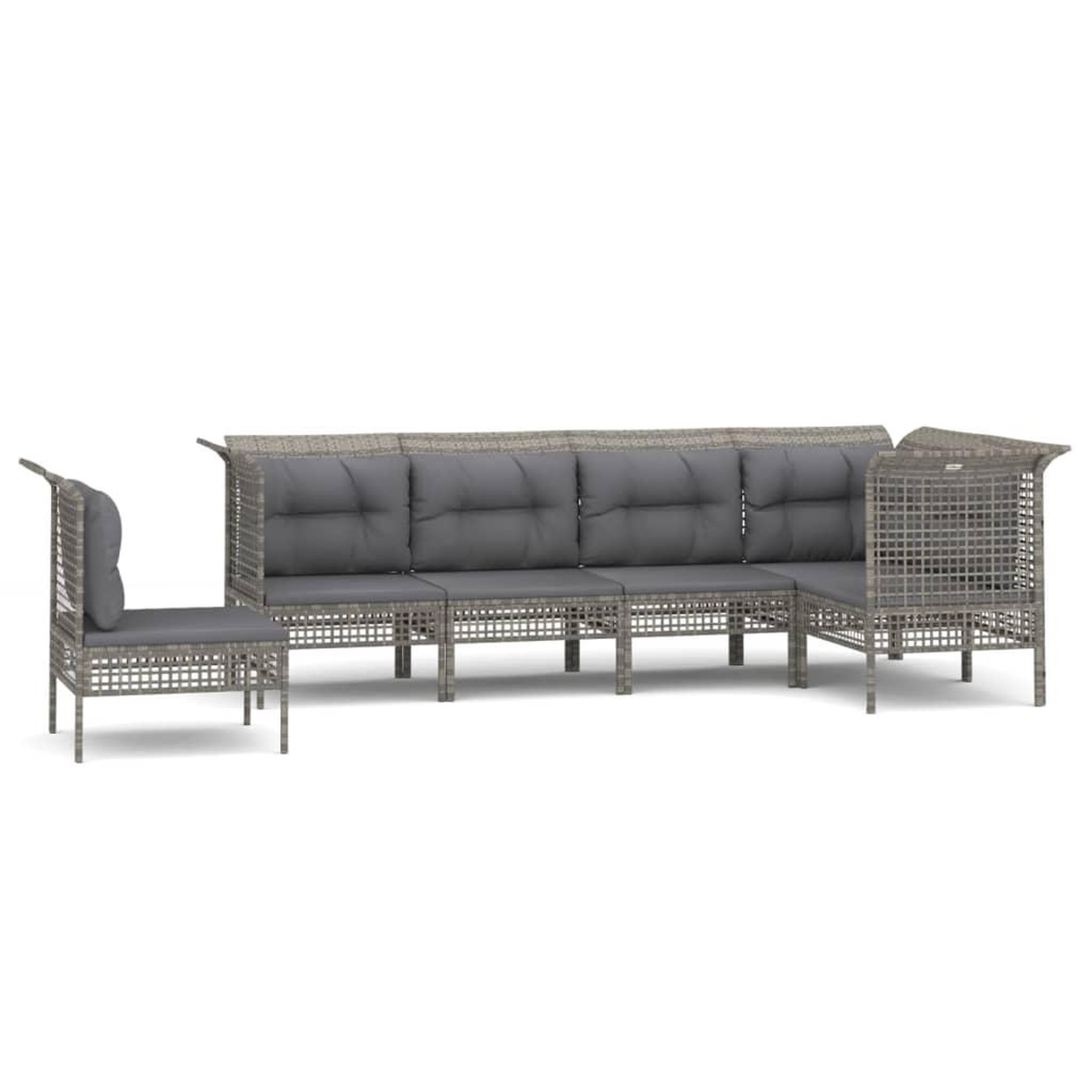 Voir la diapositive 2 : VIDAXL Salon de jardin 6 pcs avec coussins Gris Resine tressee