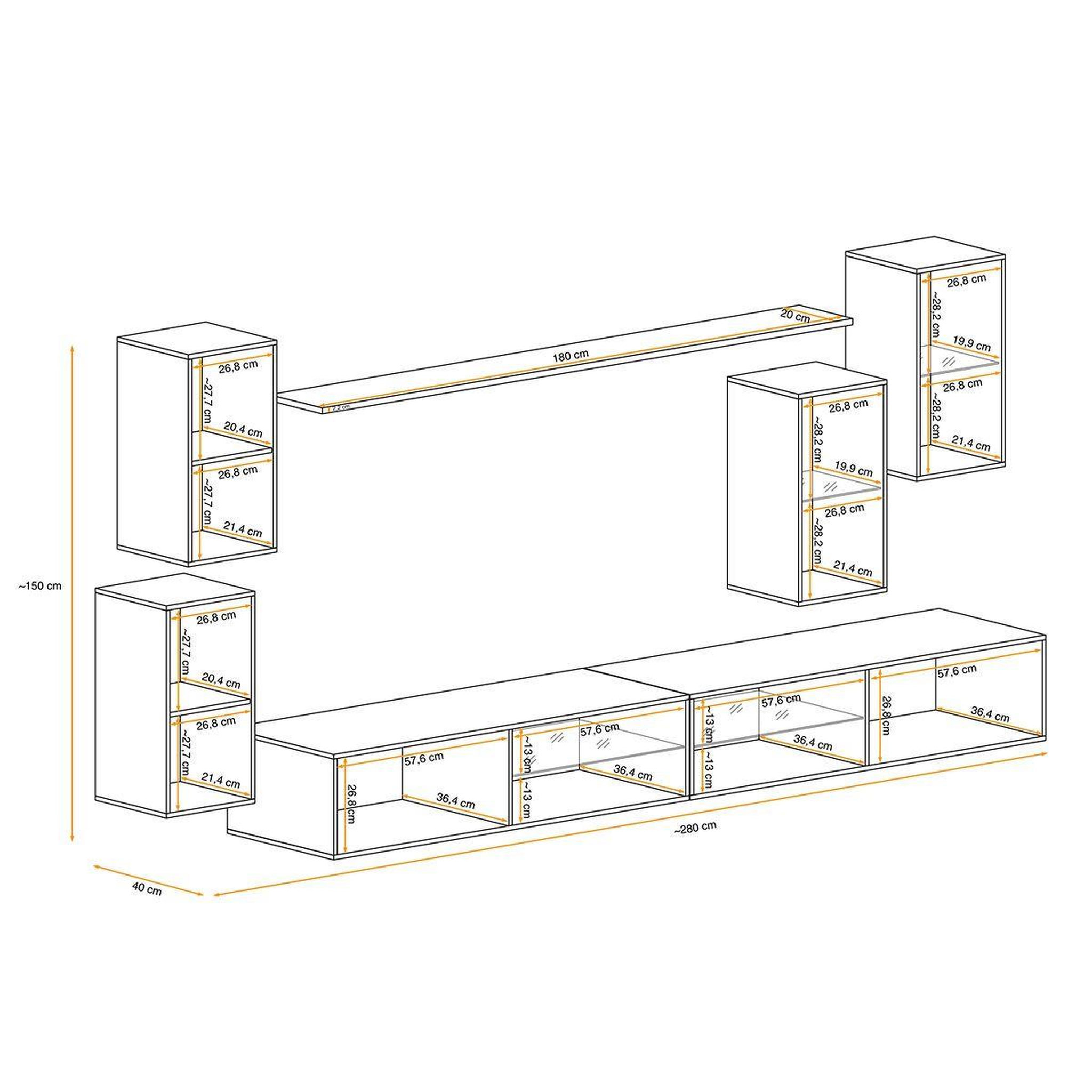 Voir la diapositive 4 : Paris Prix Ensemble meuble tv design  switch xxv  280cm noir