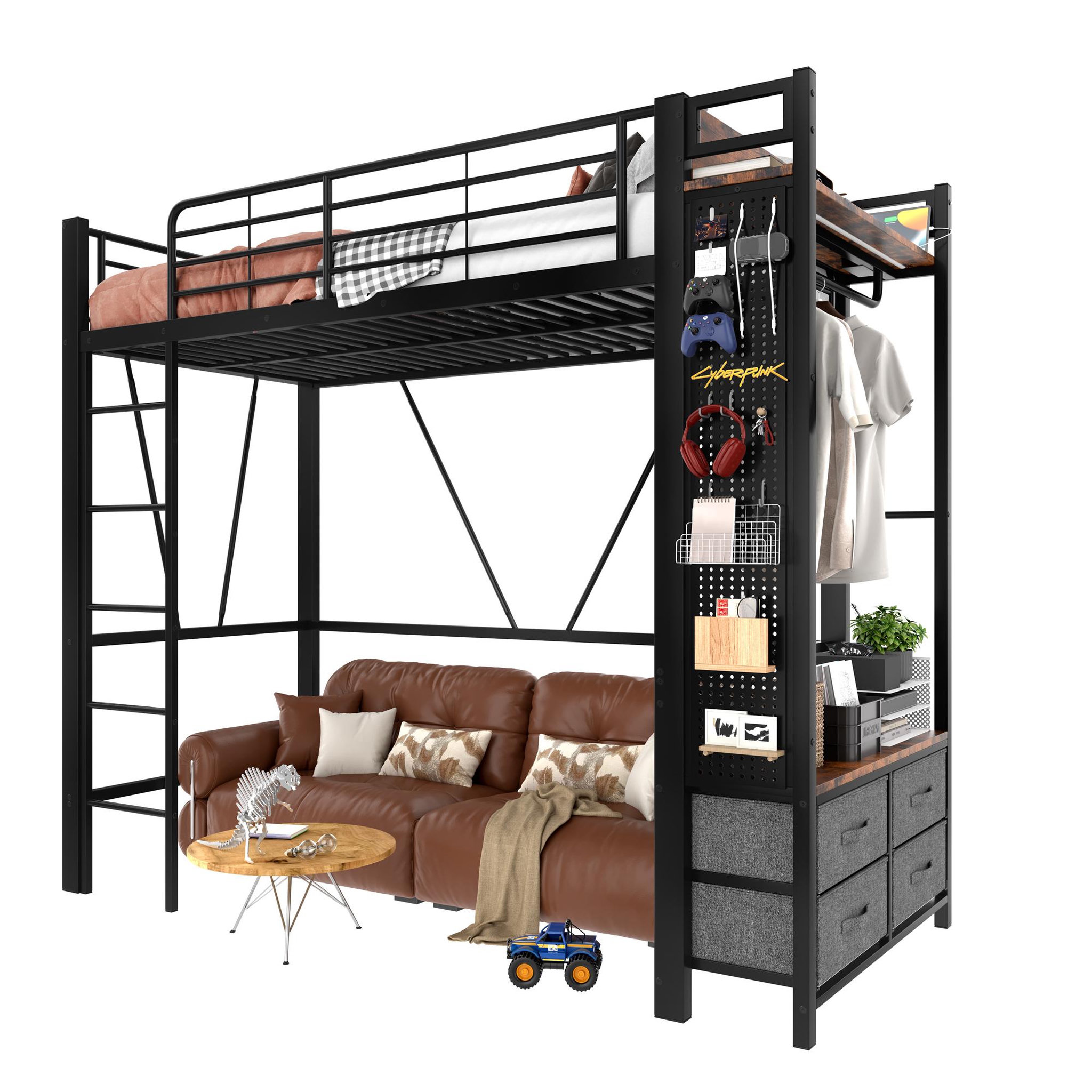 MERAX Lit mezzanine. Coloris disponibles : Blanc, Noir