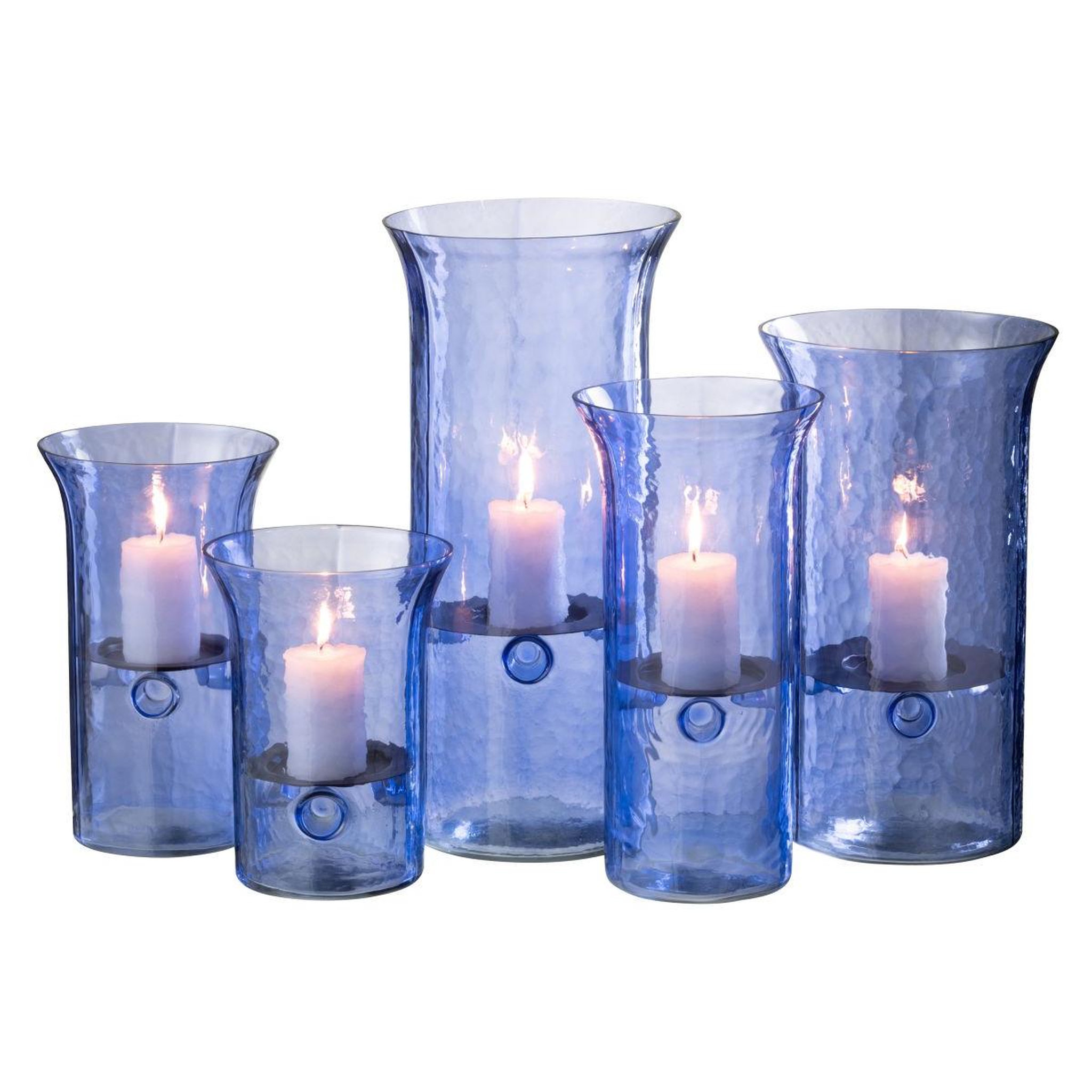 Voir la diapositive 5 : J-LINE Photophore étroit en verre  tarifa  34cm bleu