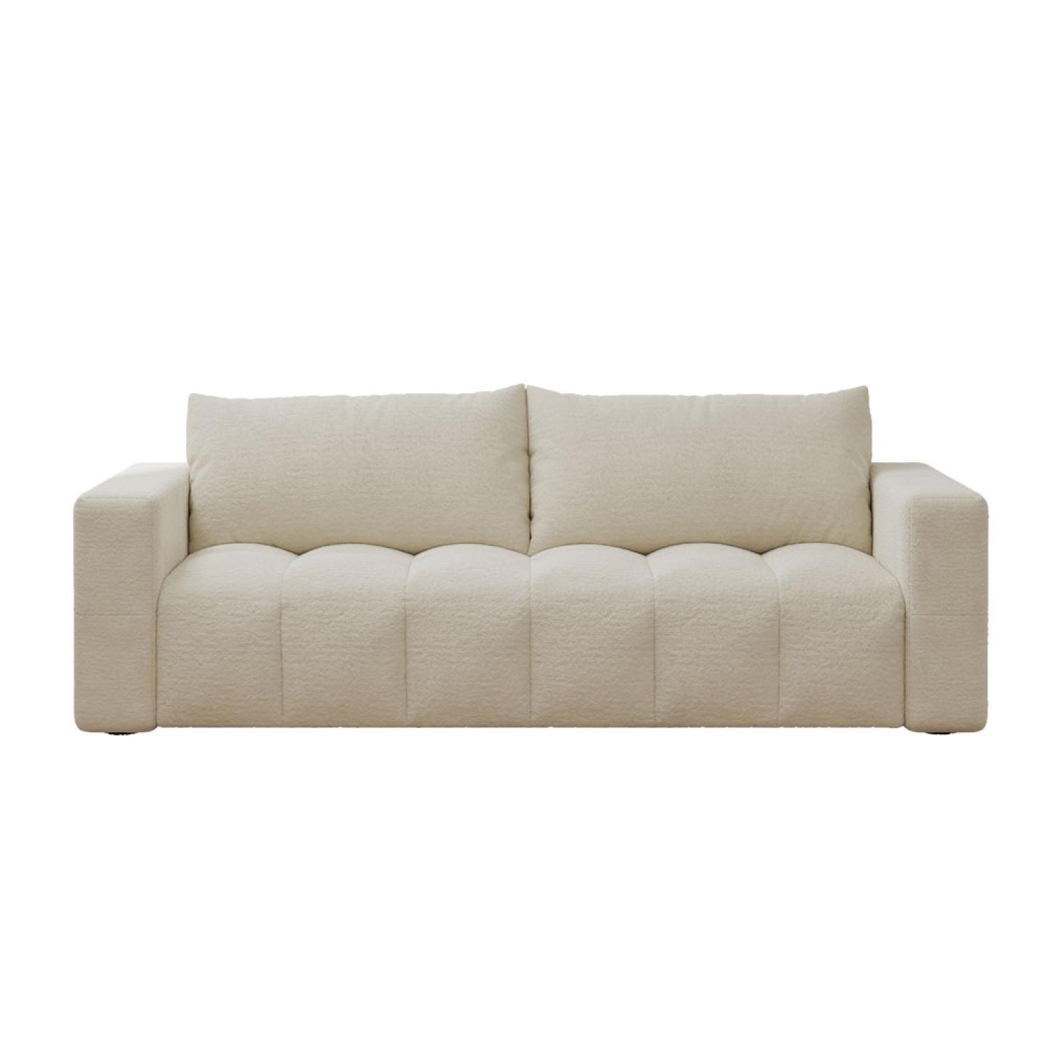 CONCEPT USINE Canapé convertible 3 places avec coffre en bouclette beige canterbury