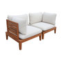Voir la diapositive 1 : SWEEEK Banquette modulable de jardin bois d'acacia et bouclette avec accoudoirs 2 places beige - Yona