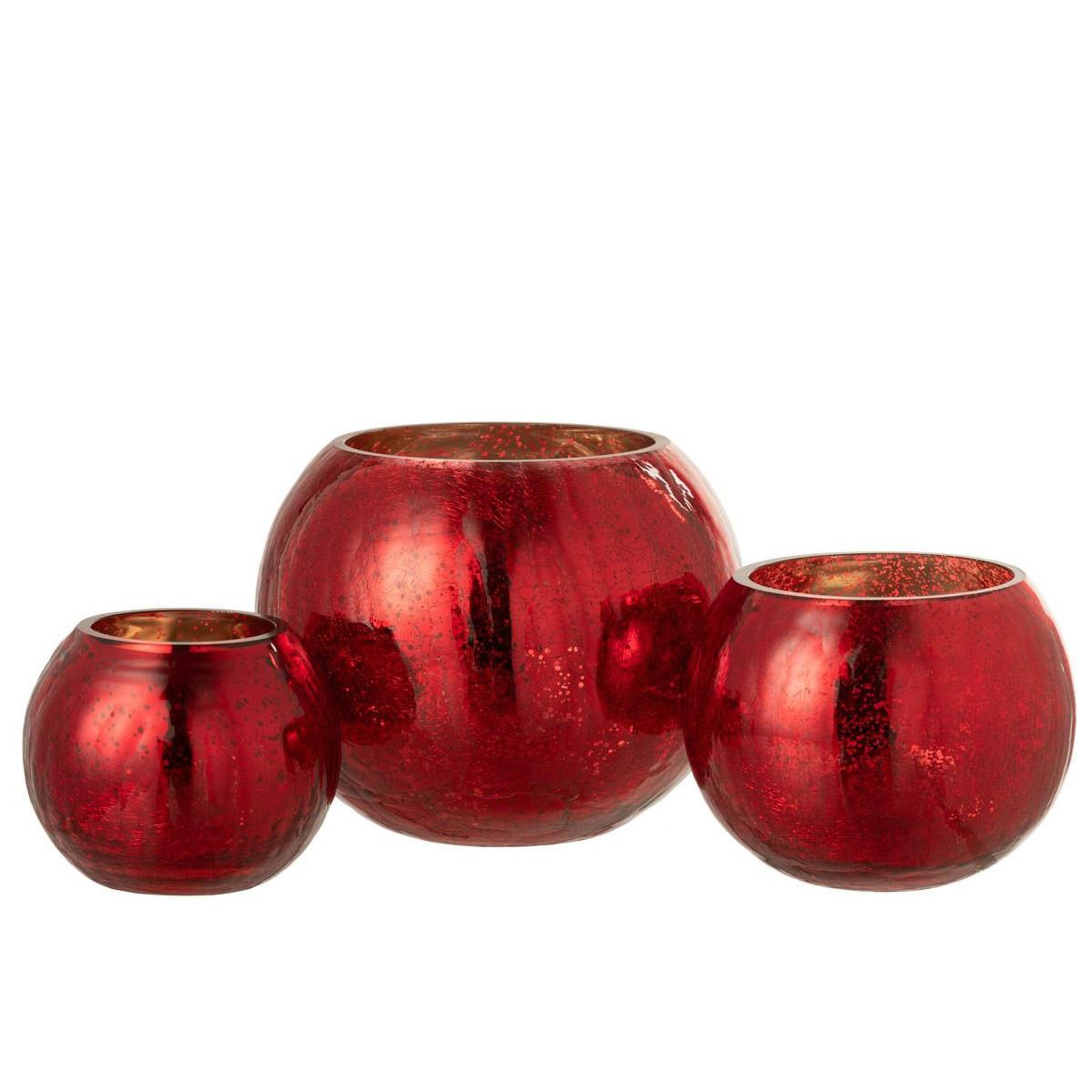 Voir la diapositive 4 : J-LINE Photophore Boule en Verre  Nacré  20cm Rouge
