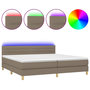 Voir la diapositive 2 : VIDAXL Sommier a lattes de lit et matelas et LED Taupe 200x200cm Tissu