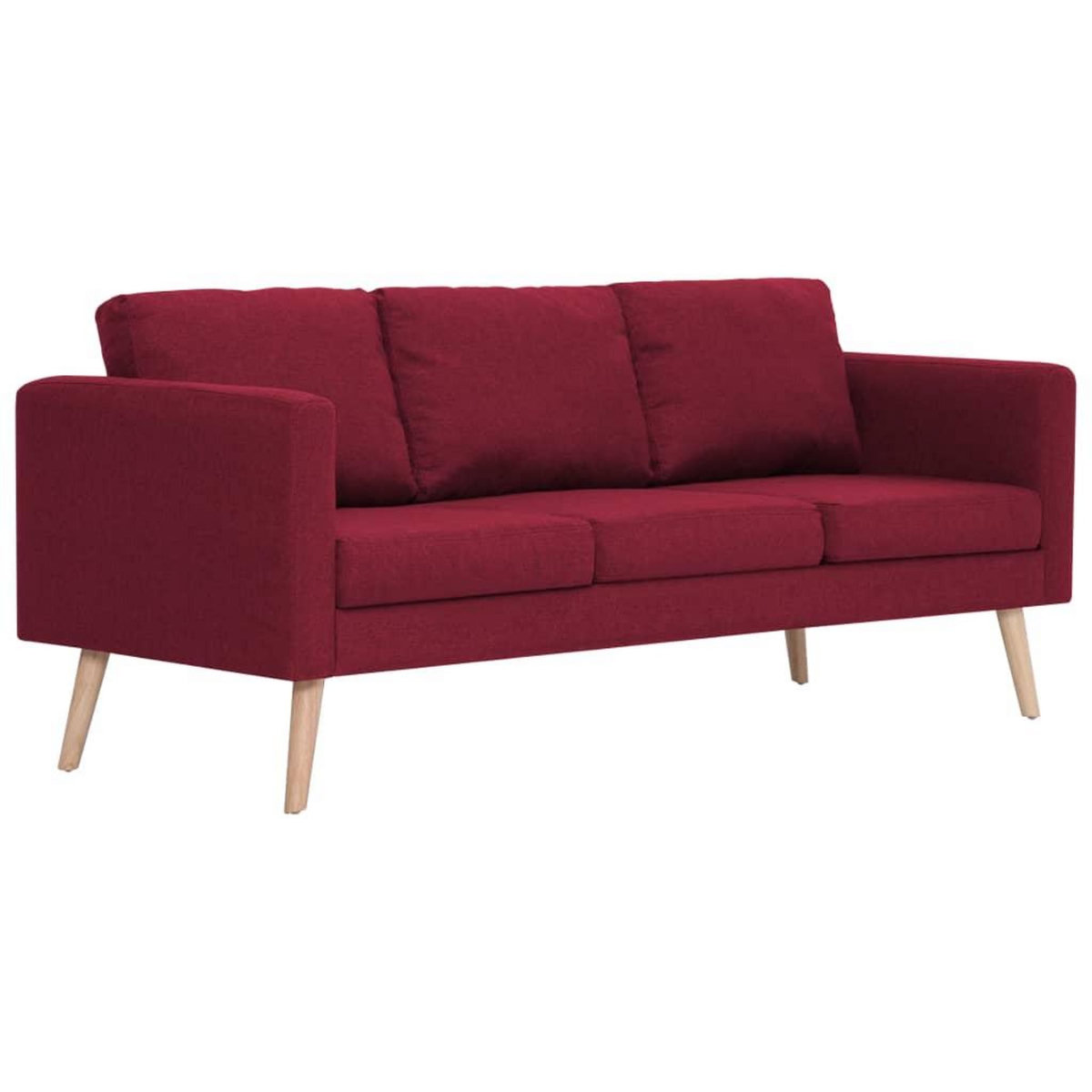 VIDAXL Canape a 3 places Tissu Rouge bordeaux