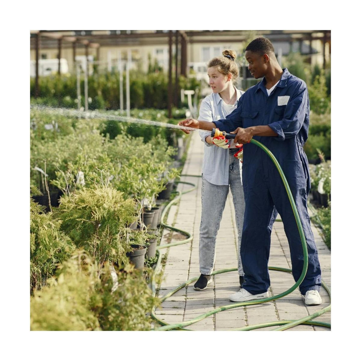 VITO Garden Tuyau d'arrosage 19mm 25m KIT PVC lance multi jet+ 2 raccords + nez de robinet VITO