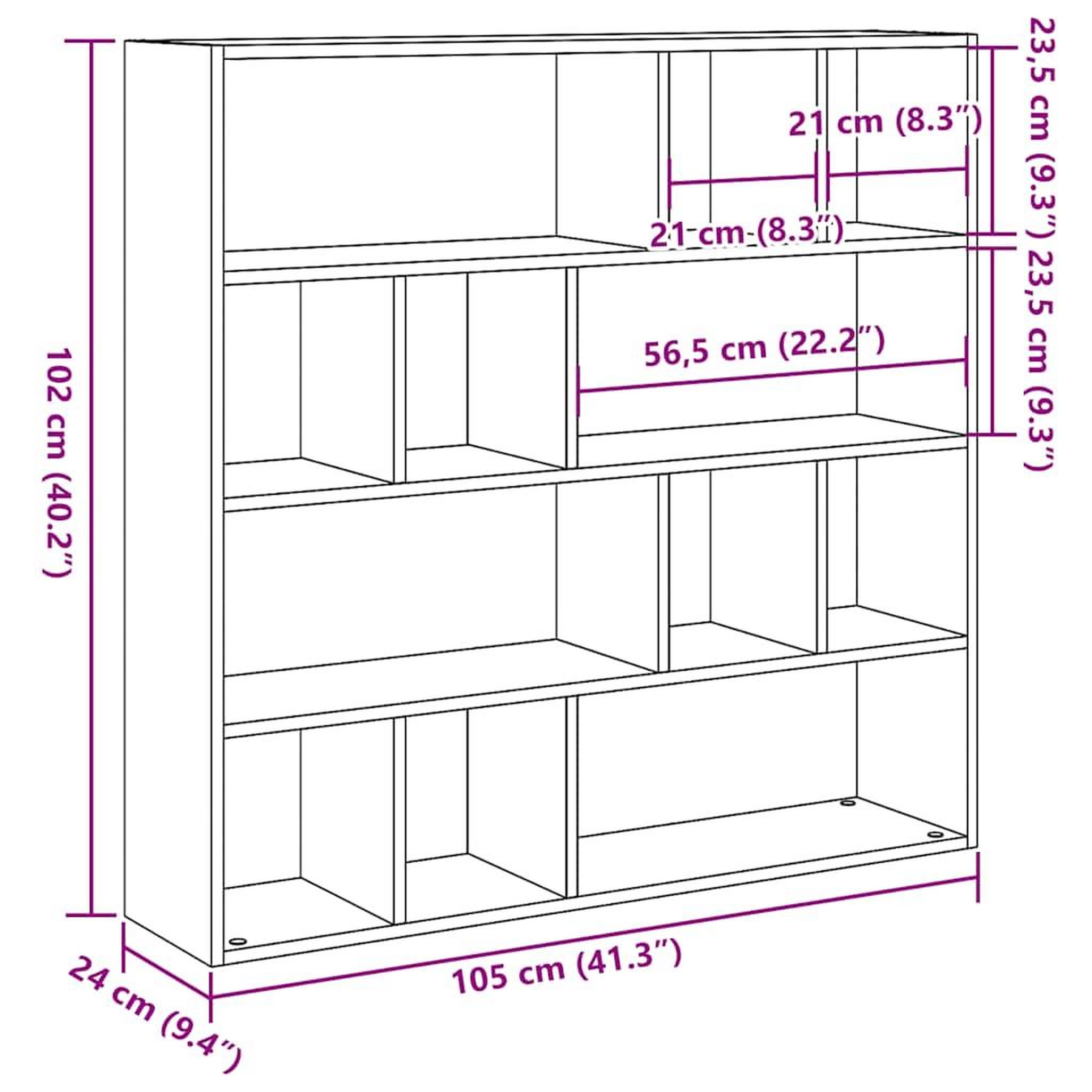 Voir la diapositive 6 : VIDAXL Bibliotheque/Separateur de piece chene artisanal 105x24x102 cm
