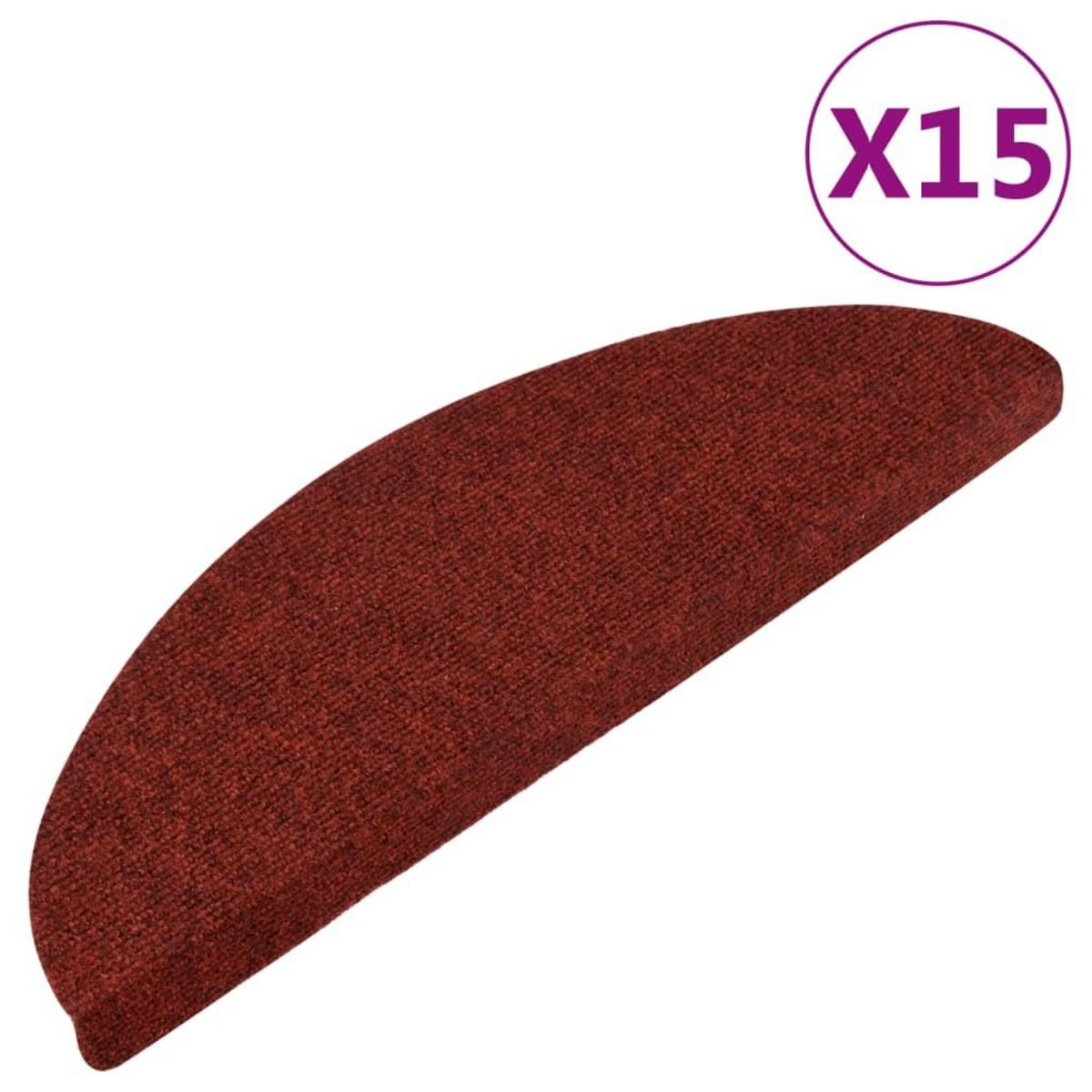 VIDAXL Tapis d'escalier autocollants 15 pcs 56x17x3 cm Rouge