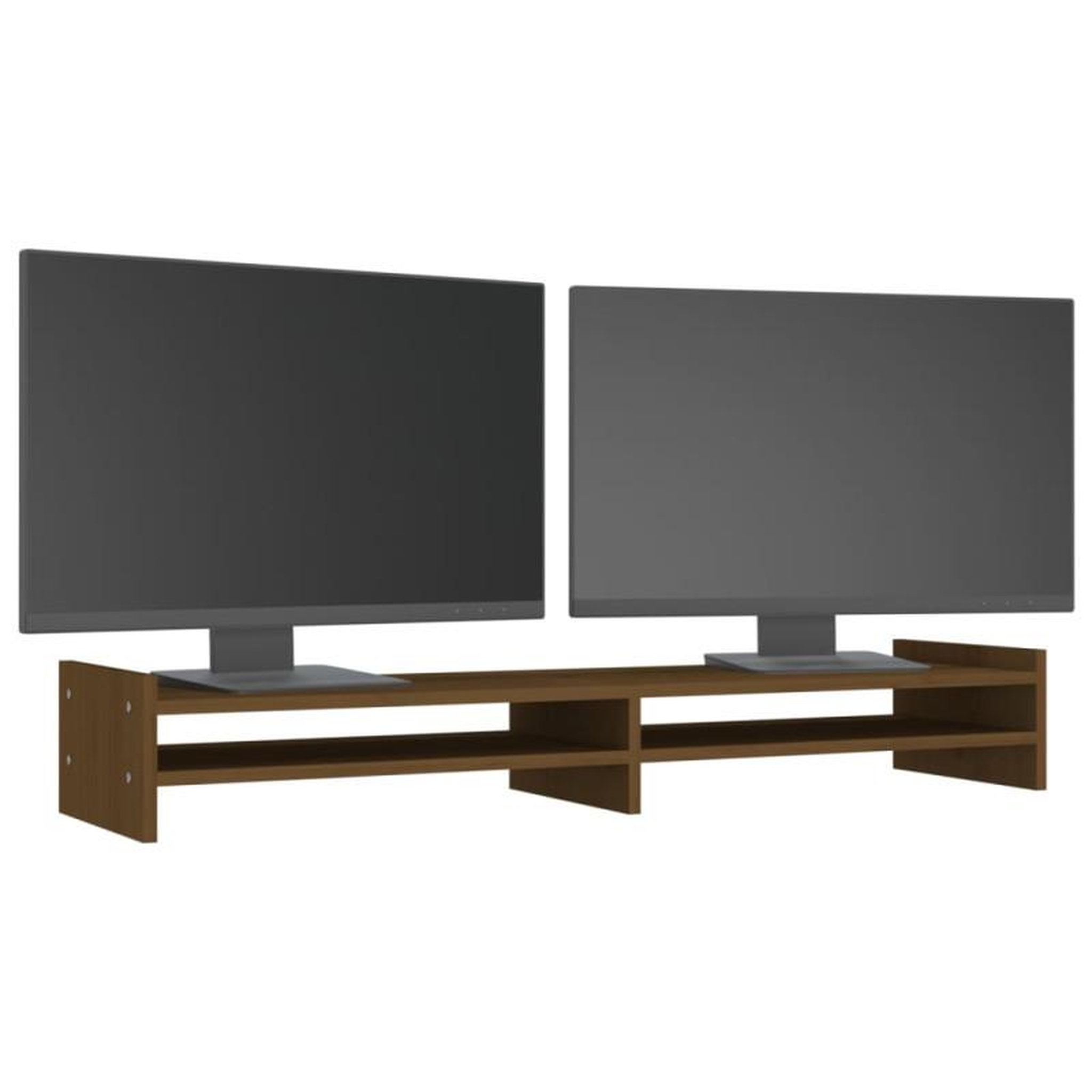 Voir la diapositive 4 : VIDAXL Support de moniteur Marron miel 100x27x15 cm Bois de pin solide