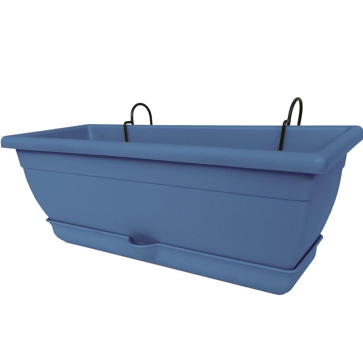 GARDENSTAR Balconnière en plastique avec supports - 50cm - Bleu Orage