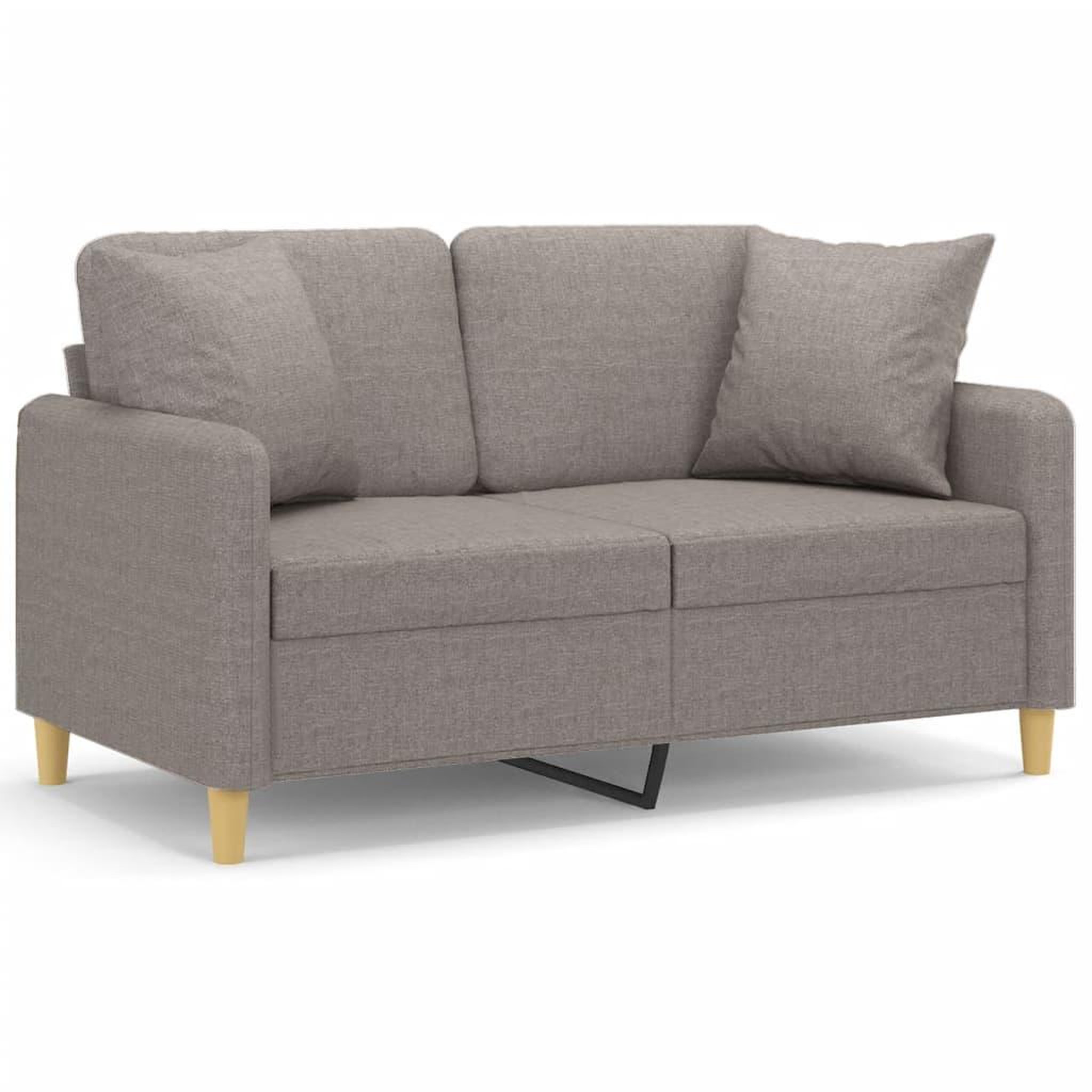 Voir la diapositive 2 : VIDAXL Canape 2 places avec oreillers decoratifs taupe 120 cm tissu