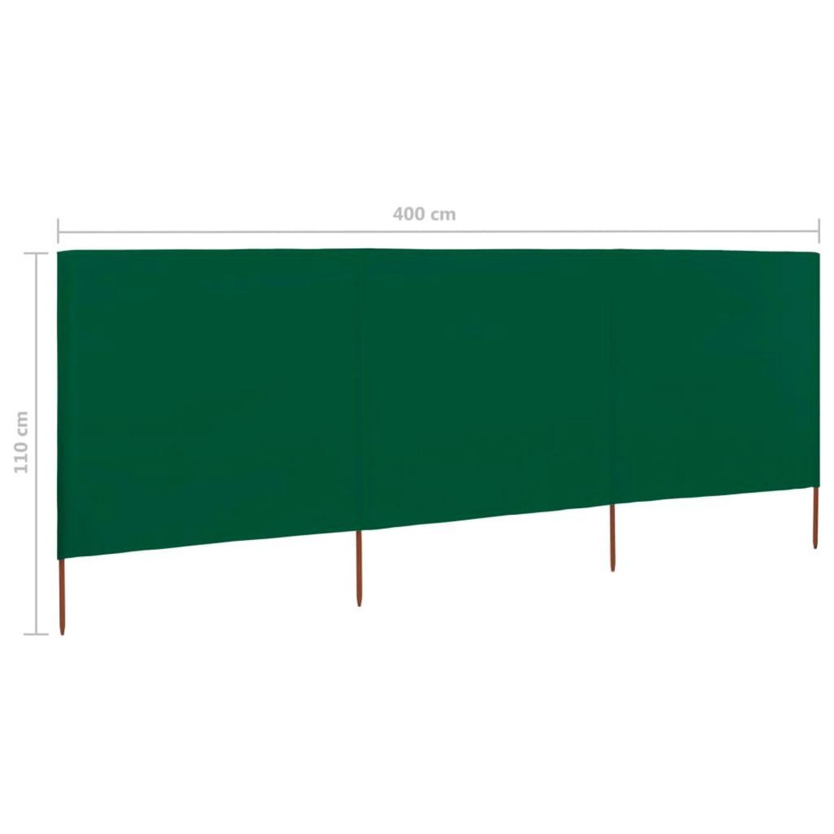 VIDAXL Paravent 3 panneaux Tissu 400 x 80 cm Vert