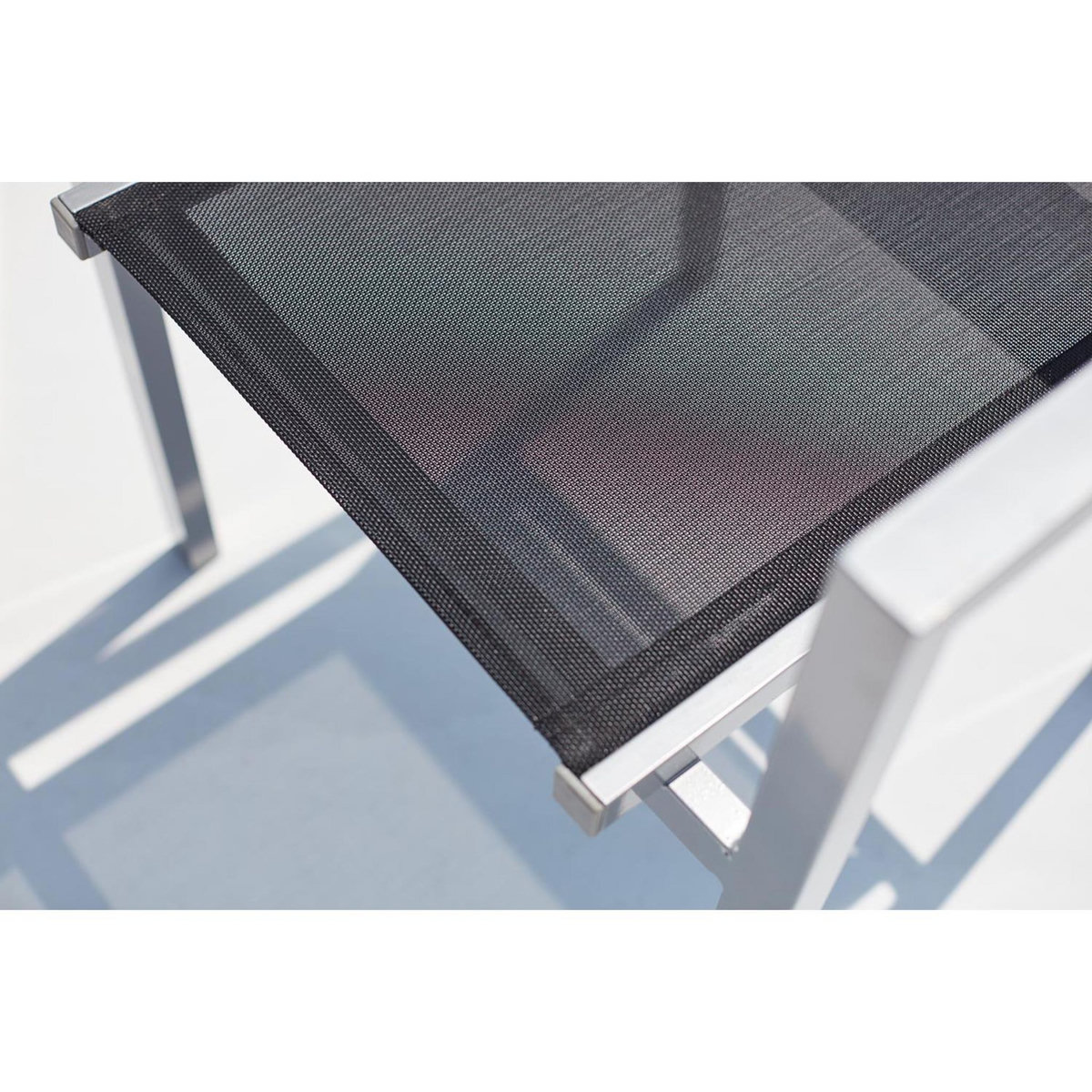 CONCEPT USINE Table de jardin et 8 fauteuils aluminium et toile PVC gris SALERNE