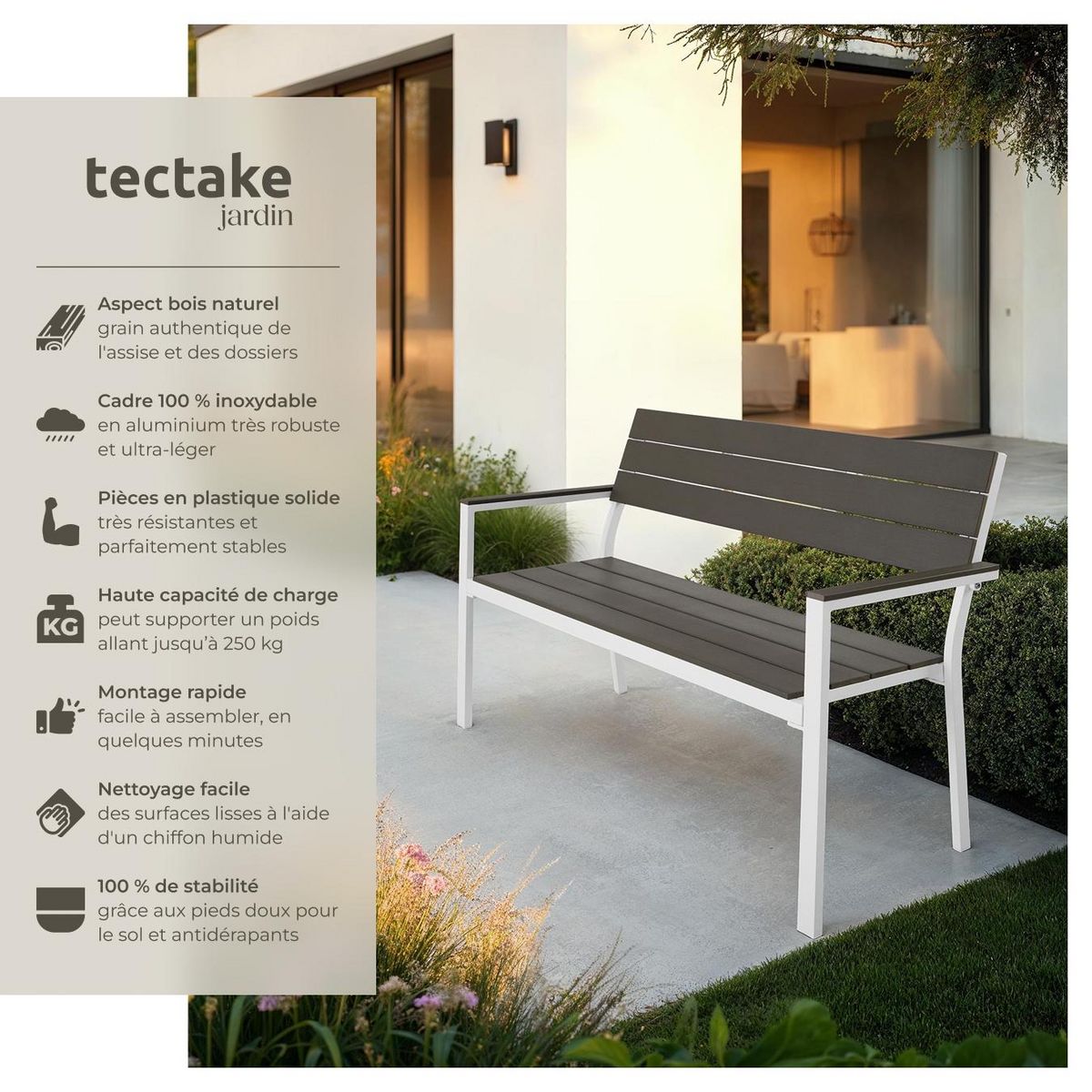 tectake Banc de jardin 2 places