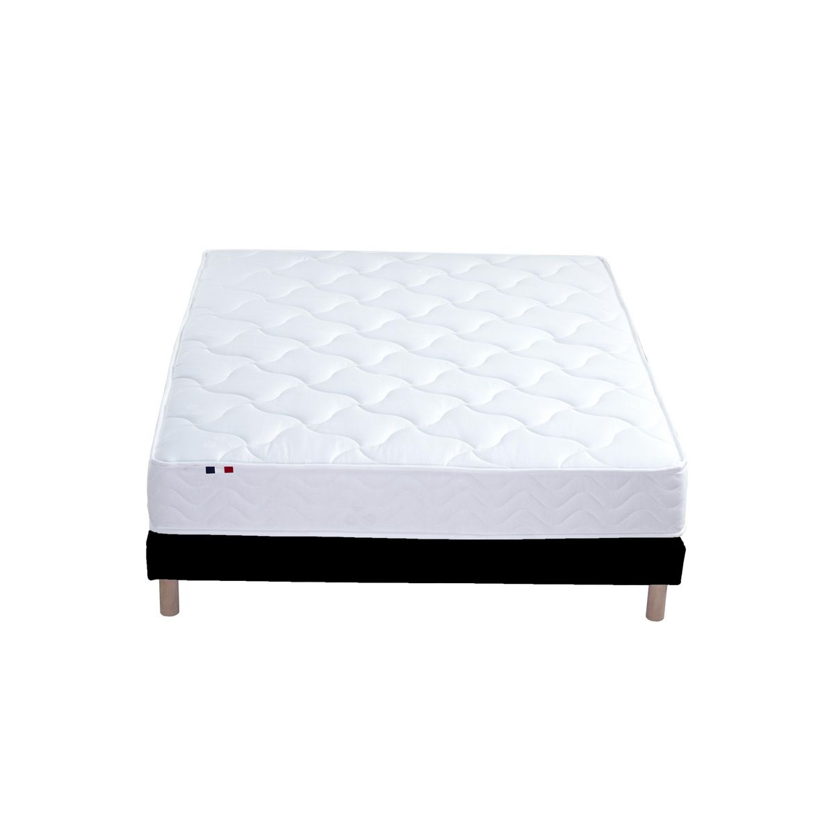 Ensemble literie matelas ressorts ensachés 20cm + sommier tapissier noir 140x190 cm ASTRE