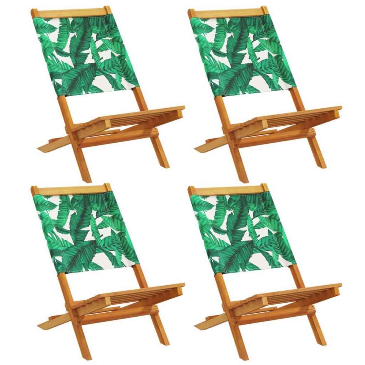 VIDAXL Chaises de jardin pliantes lot de 4 vert tissu et bois massif