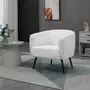 HOMCOM Fauteuil lounge design - piètement effilé incliné métal noir - revêtement effet laine bouclée blanc cassé