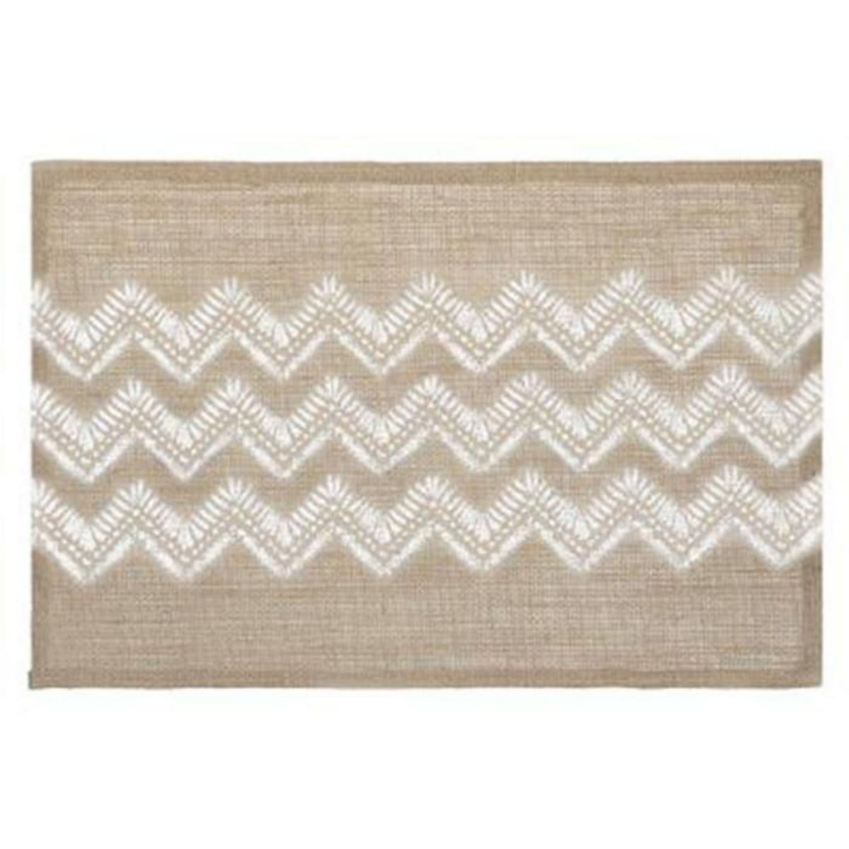 SECRET DE GOURMET Set de Table en Jute  Chevron  30x45cm Blanc