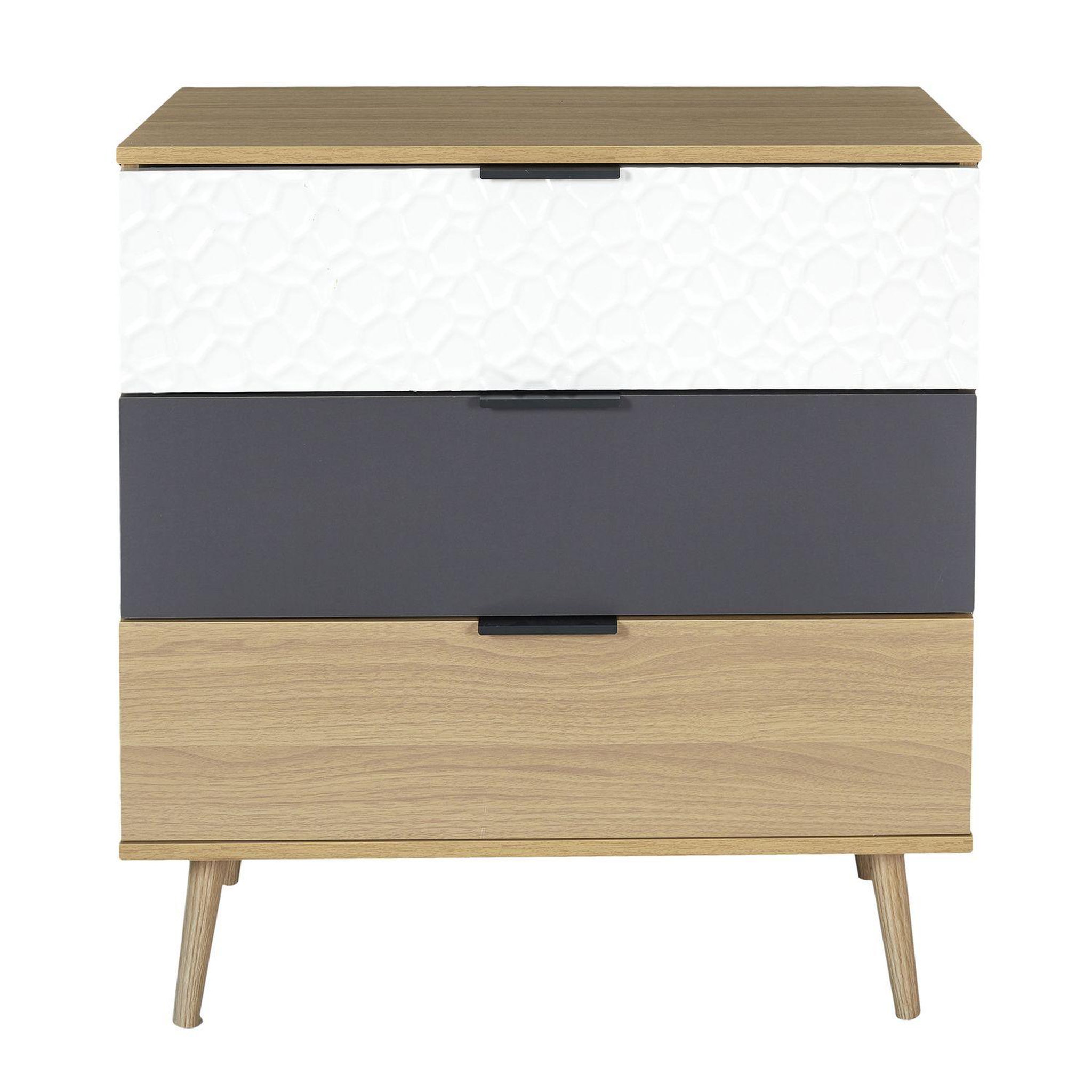 The Home Deco Factory Commode 3 tiroirs modèle sven - h. 80 cm. - bois