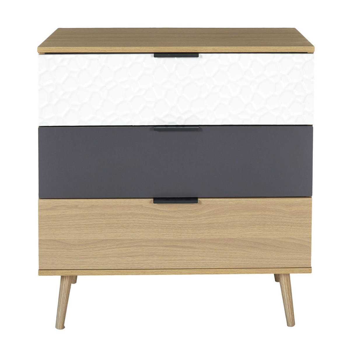 The Home Deco Factory Commode 3 tiroirs modèle Sven - H. 80 cm. - Bois