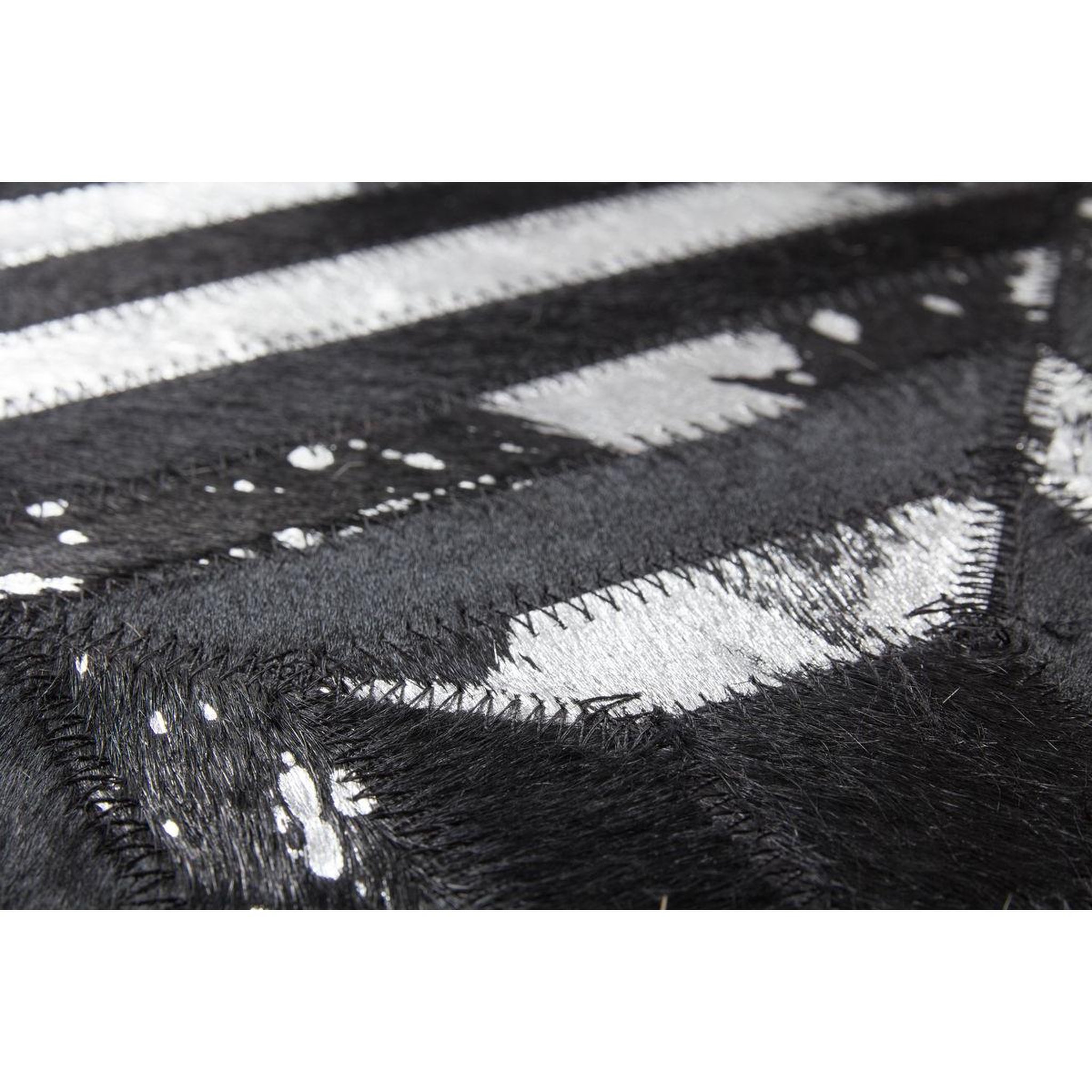 Voir la diapositive 3 : Paris Prix Tapis en cuir fait main  spark  noir & argent