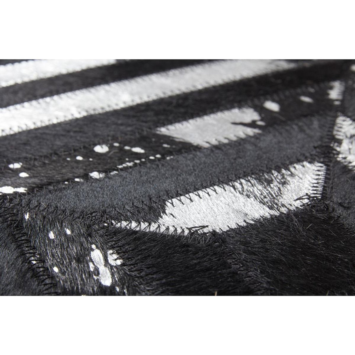 Paris Prix Tapis en Cuir Fait Main  Spark  Noir & Argent