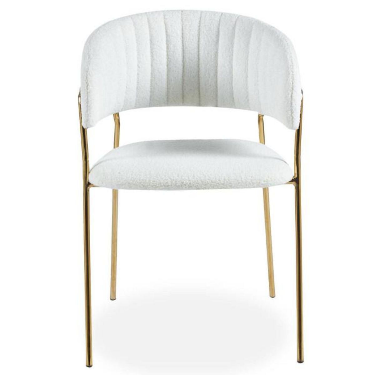 Paris Prix Lot de 4 Chaises en Bouclette  Batora  79cm Crème & Or