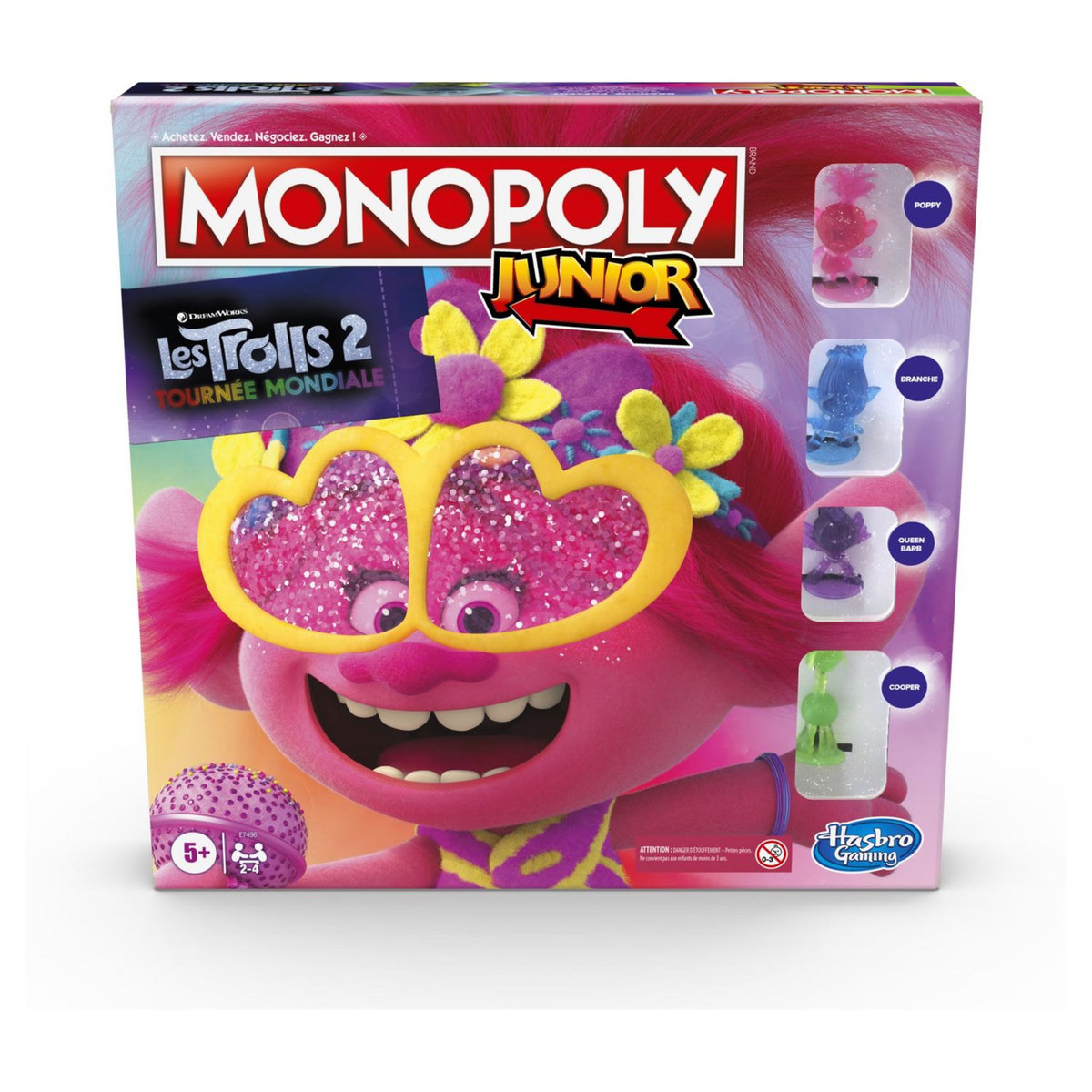 HASBRO Jeu Monopoly Junior - Trolls 2 Tournée Mondiale