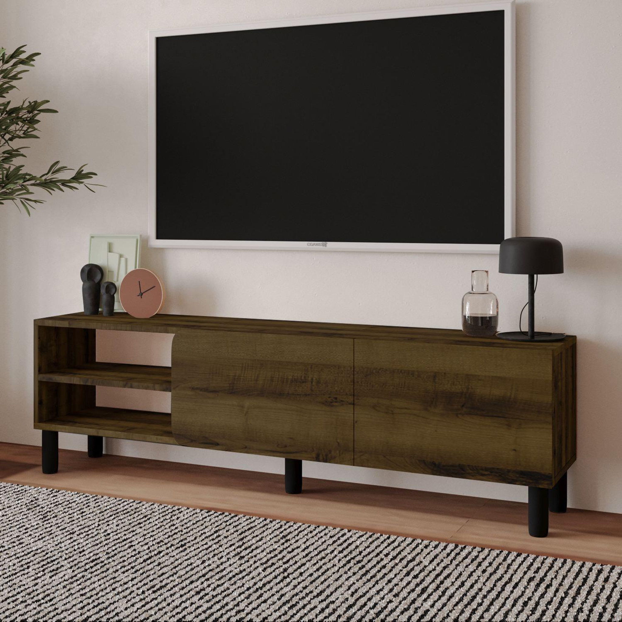 Voir la diapositive 4 : Habitat et Jardin Meuble tv en bois  river  - 150 x 31.4 x 48.2 cm - noyer antique