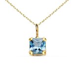L'ATELIER D'AZUR Collier - Pendentif Or Jaune 18 Carats 750/000 - Zirconium Bleu Topaze - Chaine Dorée