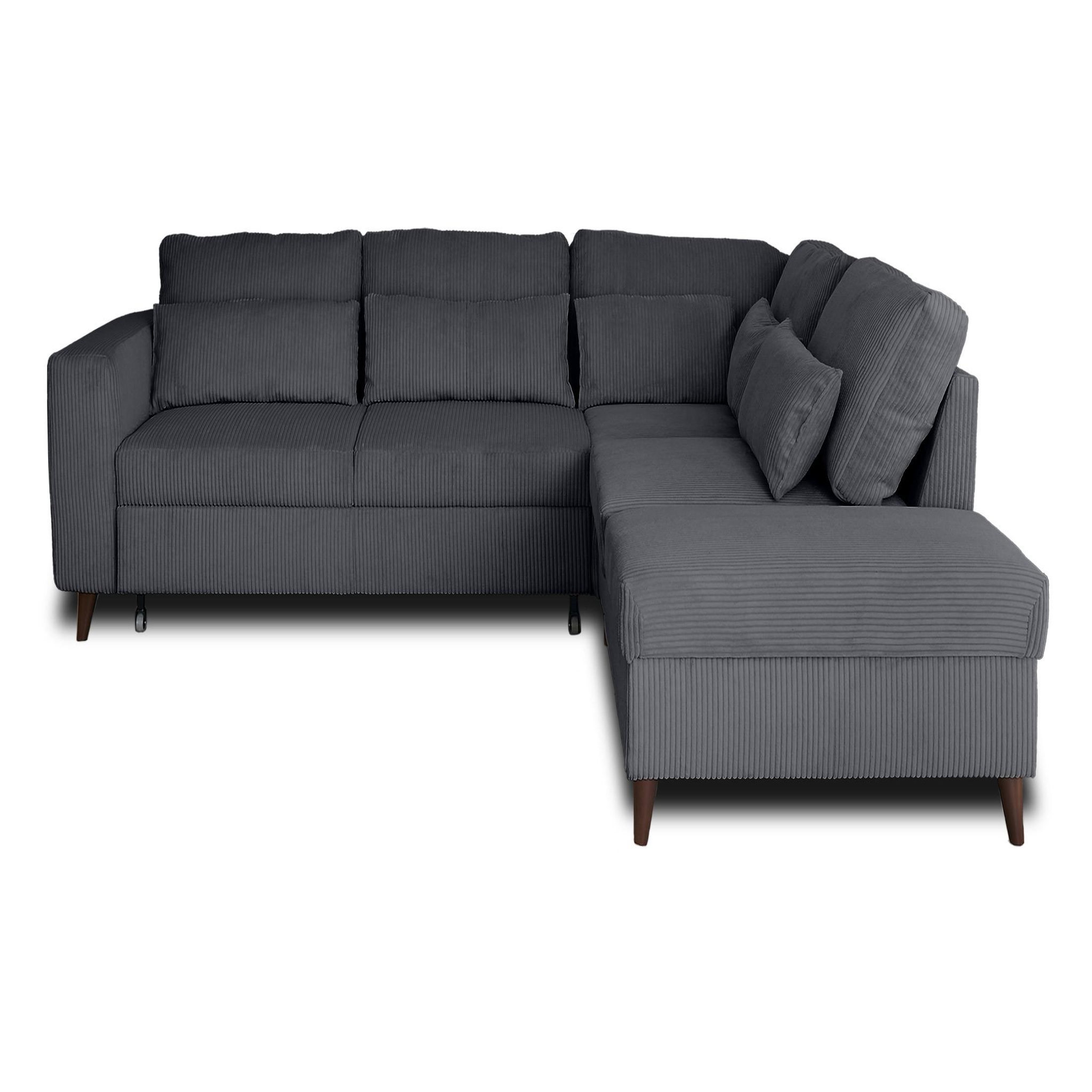 Voir la diapositive 1 : BEST MOBILIER Aubepine - canapé d'angle réversible 5 places - convertible avec coffre - en velours côtelé