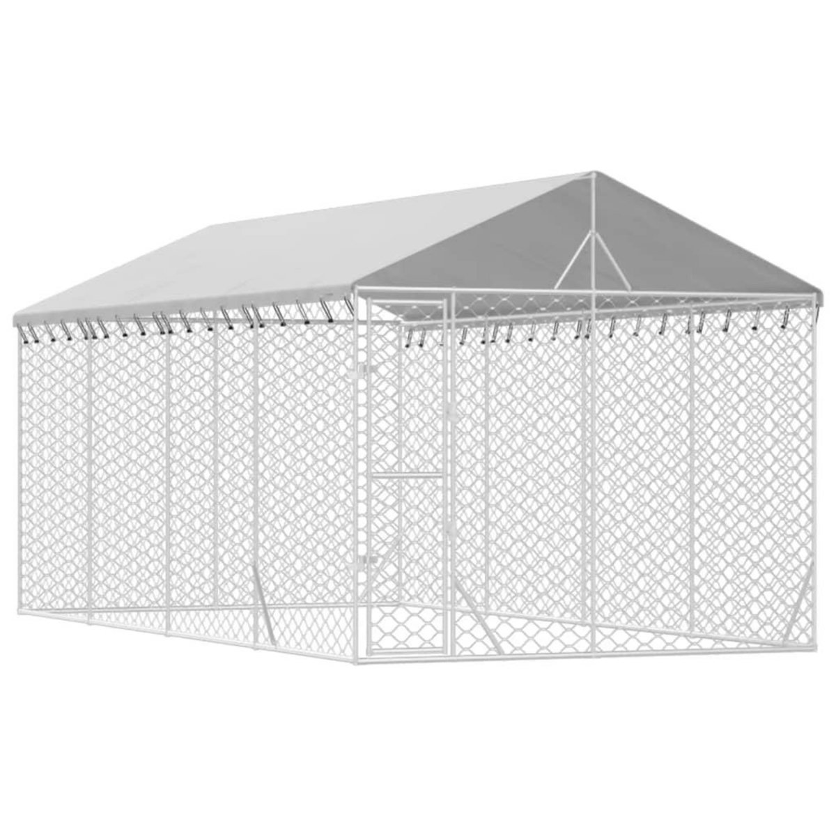 VIDAXL Chenil d'exterieur pour chiens avec toit argente 3x6x2,5 m