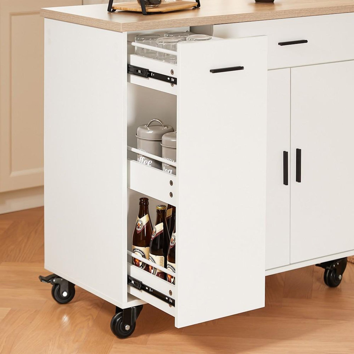 SOBUY SoBuy - Chariot De Cuisine à un tiroir - Blanc - 95x46x92cm - Moderne - FKW126-NW