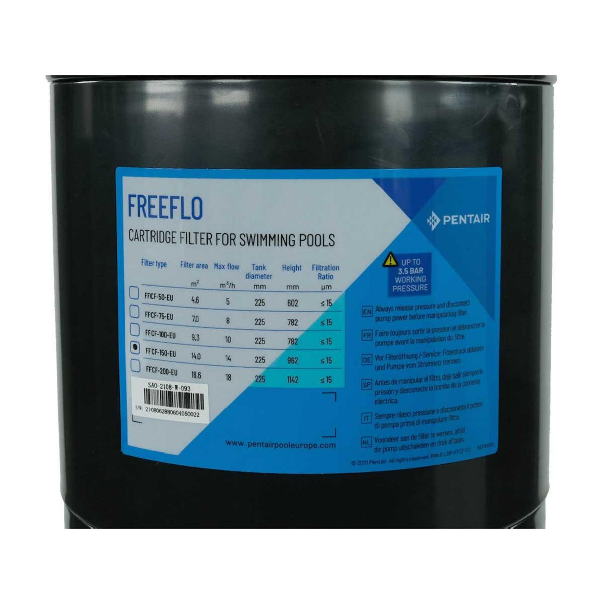 Pentair Filtre à cartouche FreeFlo 14 m³/h - Pentair