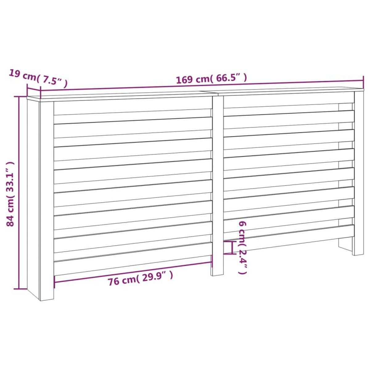 VIDAXL Cache-radiateur Blanc 169x19x84 cm Bois massif de pin