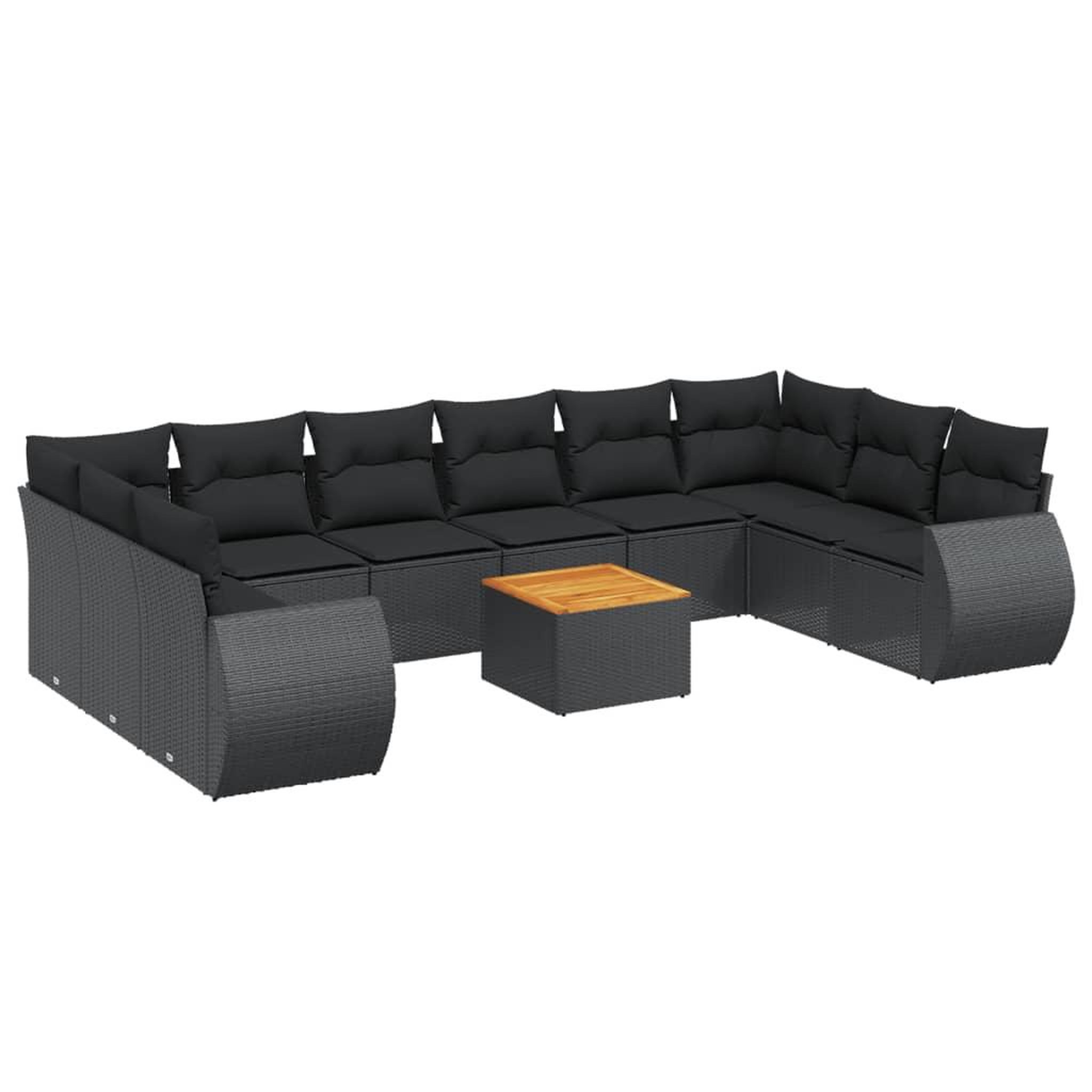 Voir la diapositive 2 : VIDAXL Salon de jardin 11 pcs avec coussins noir resine tressee