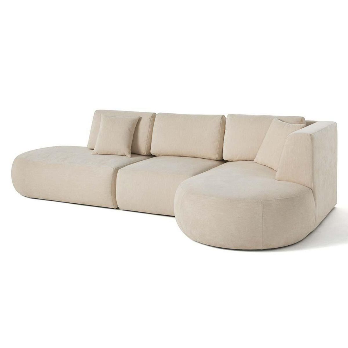 LISA DESIGN Santorini - canapé modulable d'angle droit + pouf - 5 places - en tissu texturé