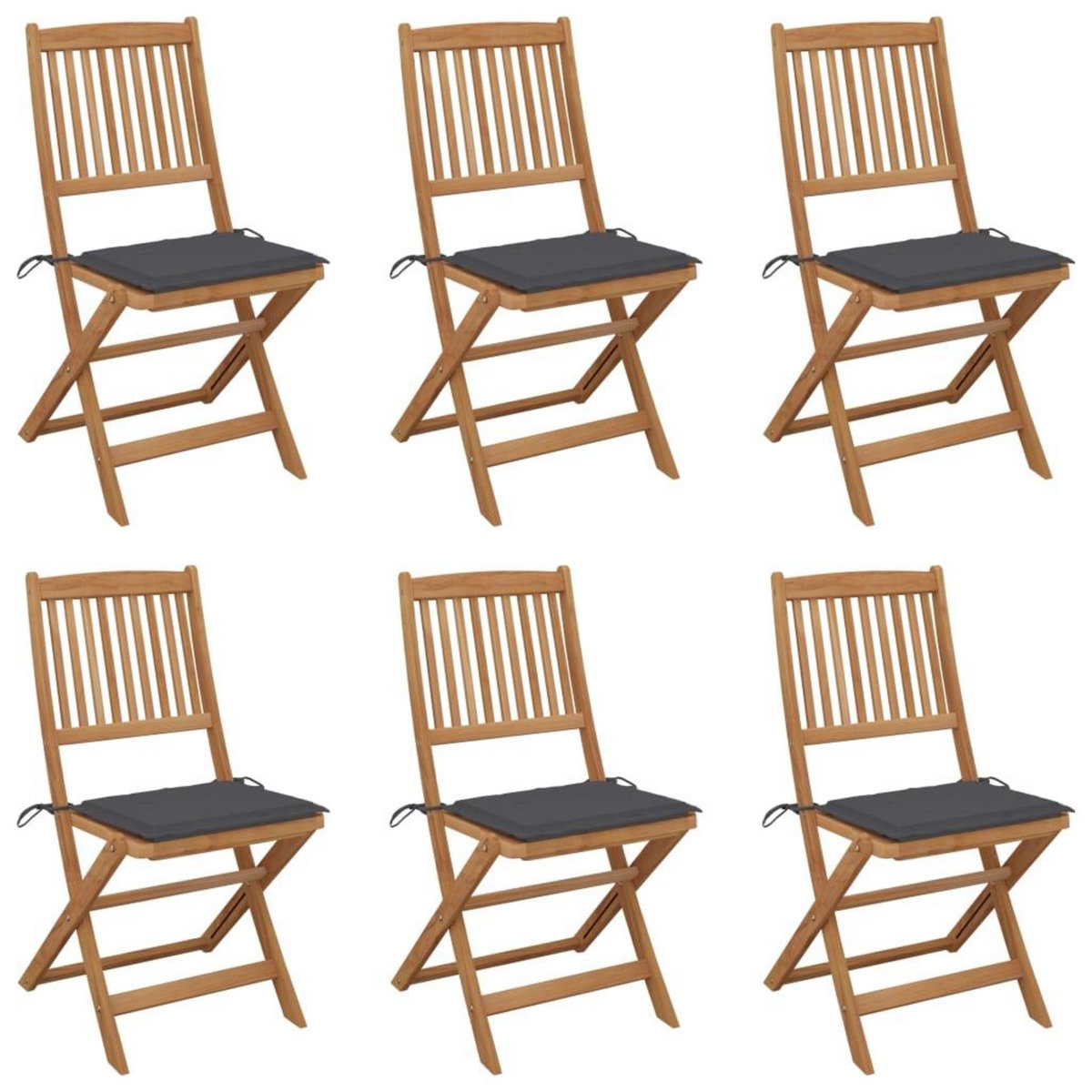 VIDAXL Chaises pliables de jardin lot de 6 avec coussins Bois d'acacia