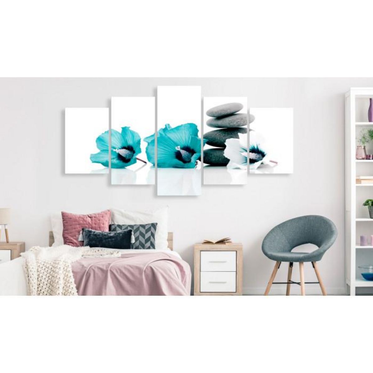 Paris Prix Tableau 5 Panneaux  Calm Mallow Wide Turquoise
